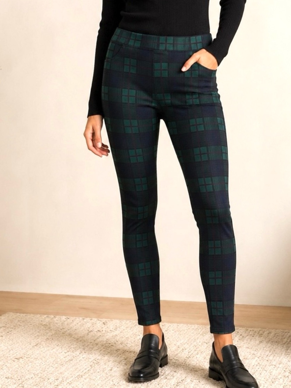 Sanctuary x Anthropology Women’s Green and Navy Plaid leggings pants . Sz S NW